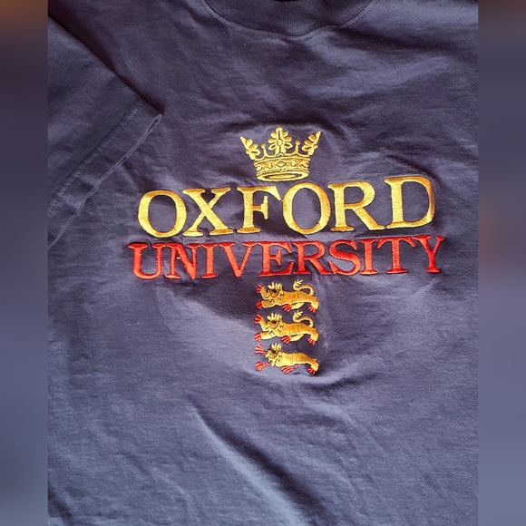 Oxford University dark blue embroidered  t-shirt sz L - Picture 3 of 5